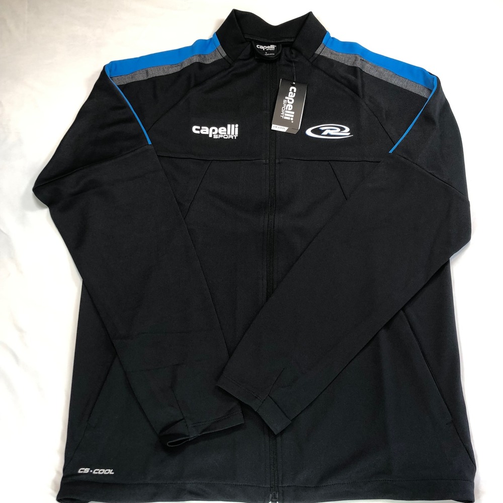 Capelli Sport CS-Cool Mens Large Black Blue Rush Soccer Full Zip Track Jacket L